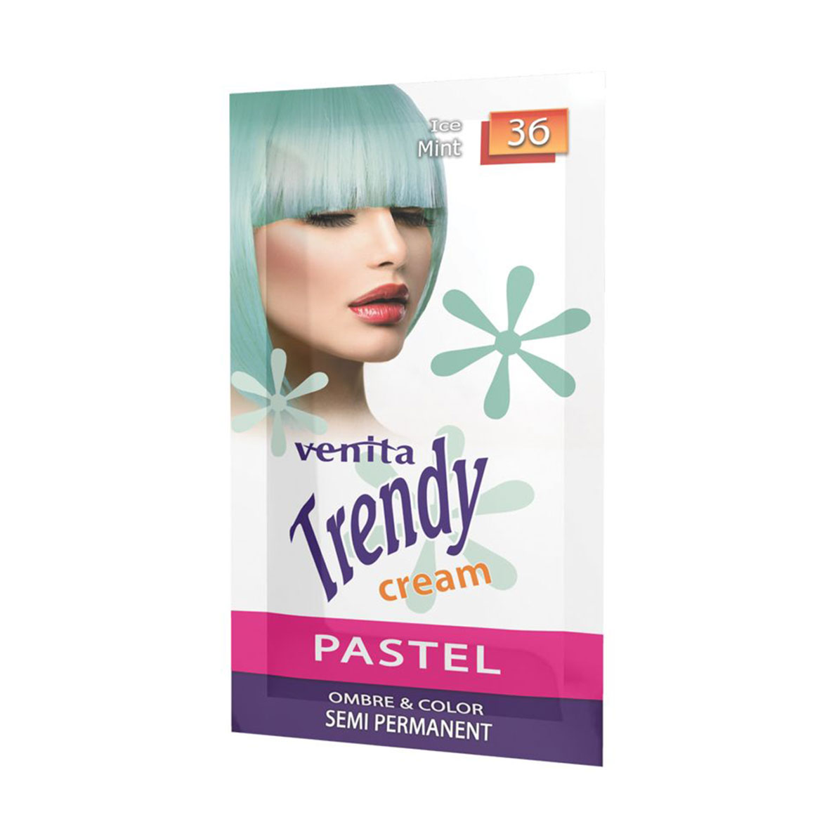 Відтінкова крем-фарба для волосся Venita Trendy Semi Permanent Color Cream 36 Крижана м'ята, 35 г (саше)